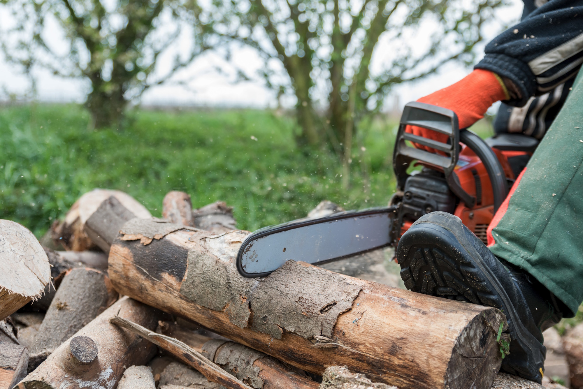 chainsaw worker background